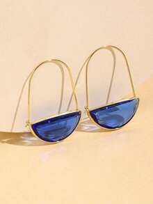 Crystal Decor Earrings - 寶藍色 - 查看 5