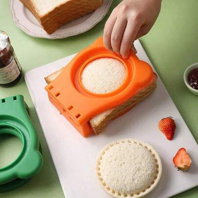 1 máy làm bánh sandwich, máy cắt và dán bánh sandwich hình tròn, dụng cụ cắt bánh sandwich cho bữa sáng và bữa trưa, món đồ không thể thiếu trong mùa thu.