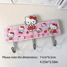 SANRIO 1 pieza Gancho de pared de Hello Kitty - Estante de almacenamiento adhesivo lindo para toallas, bolsas, llaves, etc. - Fácil de instalar, gancho decorativo de plástico rosa, diseño de Hello Kitty, adecuado para accesorios de cocina, baño, dormitorio y oficina, percha práctica (Tenga en cuenta el tamaño del producto antes de la compra) - multicolor - Ver 6