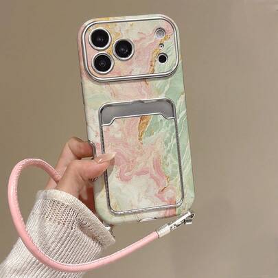 1个渐变大理石纹PU皮革保护壳，内置卡槽，独特设计，适用于 13/13 Pro Max/14/14 Pro/14 Pro Max/15/15 Pro/15 Pro Max/16/16 Pro/16 Pro Max系列，送给女朋友、闺蜜或自己的绝佳礼物