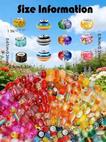50 piezas de cuentas de agujero grande de color morado y azul para hacer joyas DIY, collares, pulseras, manualidades, suministros de arte, decoración de costura - Multicolor - Ver 11