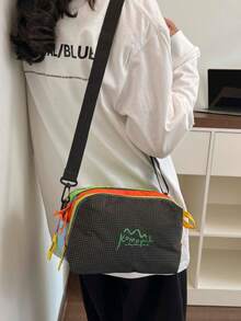 多隔層休閒拼色尼龍女款斜挎包，輕量多口袋單肩包，適合青少年女孩、女性、大學生、年輕職場人士與白領員工，適用於辦公室、大學、工作、商務、通勤、購物、約會、戶外活動、旅行、徒步，亦可作為女性禮物 - 彩色 - 查看 5