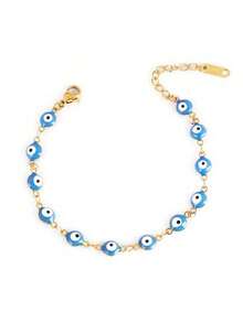 Enamel Turkish Evil Eye Bracelet, Colorful Evil Eye Pendant Bracelet For Women, Jewelry Gift - Royal Blue - View 5