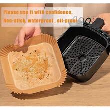 50Pc Air Fryer Disposable Paper Liner, Square  Baking Paper Liner, Suitable For Air Fryer, Microwave Oven, Oven, Frying Pan, Oil-Proof, Waterproof, Non-Stick - 預設 - 查看 6