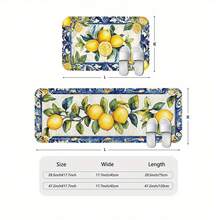 1pc/2pcs 1.2cm Pattern With Traditional Lace And Lemons, Kitchen Floor Flannel Mats, Suitable For Living Room, Kitchen, Bedroom, Laundry Room, Room Decoration, Home Decoration, Multiple Size Options, Decorative Kitchen Floor Flannel Mats - Multicolor - View 10
