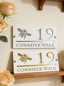 Personalized Bee-Themed Doorplate - This Customized Doorplate Can Be Printed With Your Name Or Door Number, Handcrafted With Durable Double-Layer Plastic. Multiple Color Combinations Available, Easy Installation. - Multicolor - View 7