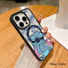 Funda de teléfono magnética transparente con Stitch de Disney saludando, funda de dibujos animados linda para iPhone 17/17 Pro/17 Pro Max/17 Air/16/15/14/13/12/11/X, Funda para iPhone 17 Pro Max, Funda para iPhone 17 Pro, Funda para iPhone 17, Regalos navideños para la novia - Azul - Ver 5