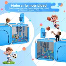 Corralito para Bebé, Corral de Gimnasio y Juegos Infantil,   y Divertido, Plegable y Portátil, Ideal para Estimulación y Entretenimiento en Casa - Azul - Ver 4