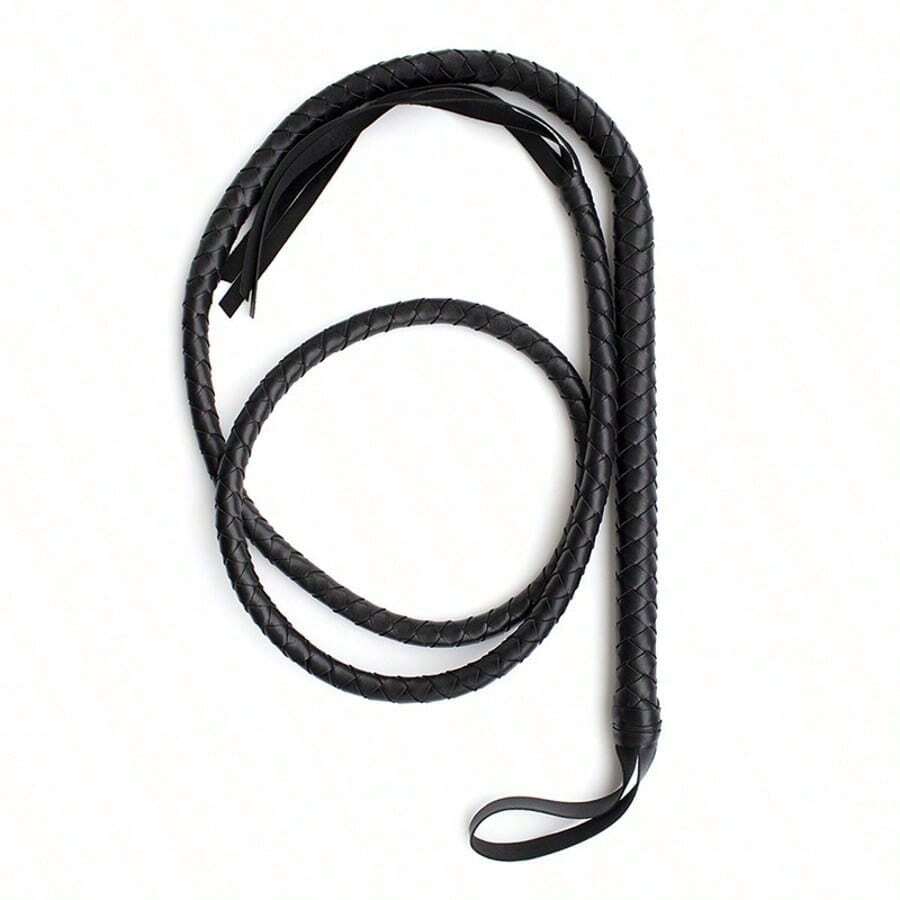 1pc Black Woven Horse Whip, Durable With Handle, Suitable For Training ...