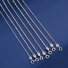 1pc S925 Sterling Silver Exquisite Chain Necklace, Length 16/18/20/22/24, Suitable For Sensitive Skin, Minimalist Daily Jewelry, Perfect For All Seasons And Occasions, Holiday Gift For Loved Ones And Family - Silver - View 8