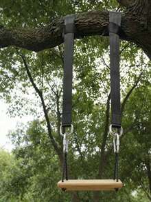 Durable Outdoor Camping Hammock Tree Straps Set, With 2 Safety Buckles, Suitable For Various Outdoor Swings, Hammocks And Playground Accessories, Perfect For Outdoor Camping Parties - Black - View 2