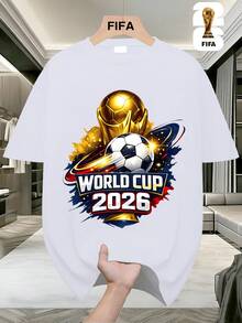 [World Cup Licensed]US-Canada-Mexico Fashion  Summer T-Shirt, Street Style Printed Top, World Cup Football, Portugal Series Themed Print Design, Suitable For Daily Wear, Available In Men's, Women's, And Couple's Styles, Ideal As A Birthday Gift For Fans - trắng - Xem 8