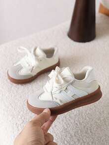 1 Pair Girls' Casual Sneakers, Soft Sole Non-Slip Toddler Trainers, Spring/Autumn - Beige - View 5