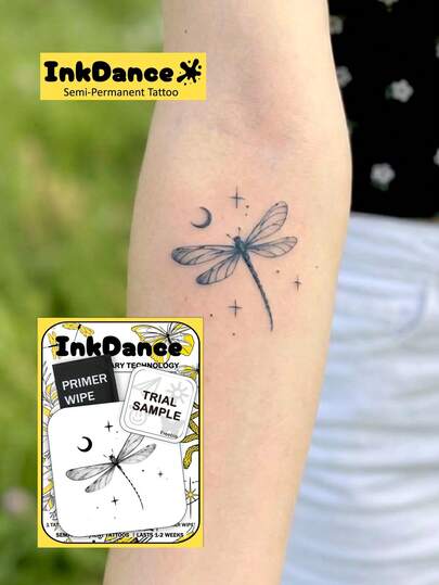 1 Set "Libelle" Neue Technologie Tattoo Aufkleber, Temporäres Tattoo, Halbtattoo, Fake Tattoo, wasserfest & langanhaltend, realistisches Design, das Brüllen des Monarchfalters, pflanzliche Formel, Tintentanz Geschenk Festival Körperkunst MNF199