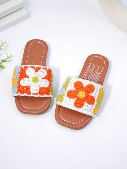 儿童/女童休闲撞色拖鞋，公主风平底凉鞋，防滑，夏季
