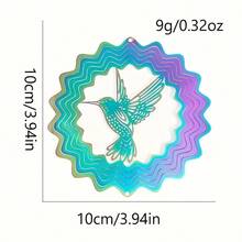 1 pieza Colgante giratorio de colibrí 3D colorido, decoración de molinete de metal, decoración de patio exterior y ventana - Multicolor - Ver 5