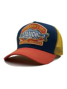 1pc Fishbone Embroidered Mesh Baseball Cap, Unisex Hip Hop Street Dance Cycling Sun Protection Adjustable Hat - Station Fish - View 15