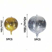 5/10/20pcs Silver Disco Ball Balloons - 22/18/10 Inch, 4D Disco Ball Balloons, Suitable For Disco Party Decorations | 70s Party Decorations, Disco Decorations | Mamma Mia Party - Multicolor - View 25