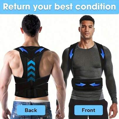 1 pièce de correcteur de posture, correcteur de posture des épaules, support dorsal complet réglable, soulageant les douleurs du dos supérieur et inférieur - scoliose, cyphose, support de correction de la poitrine, convient pour l'exercice à domicile, les sports et les ceintures de maintien de la taille et les ceintures de sport