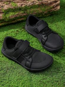 1 Pair Children's Casual Sneakers, Non-Slip , Wide Toe Box, Lightweight & Soft, Minimalist Mesh Breathable Design, Suitable For Daily Wear - Black - View 4