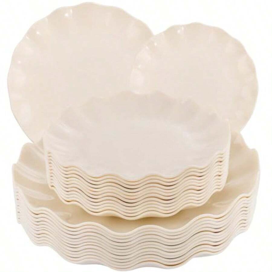 Disposable Plates, Bowls & Cutlery - 24 Beige - View 1