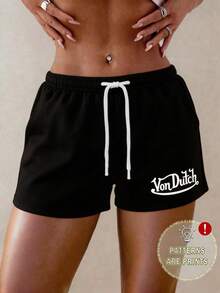 Women's Casual Printed Shorts, Crafted From A Soft, Smooth, And Skin-Friendly Knit Fabric, Featuring A Drawstring Waist, Pockets, And Slight Stretch. - Nhiều màu - Xem 1