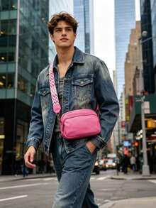 2026新款女士相机斜挎包，时尚小方肩包，配有可调节印花肩带，休闲日常迷你手提包，适合旅行和街头风格 - 彩色 - 查看 6