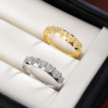 1pc Geometric Foldable Heart-Shaped Synthetic Zirconia Inlaid Ring, Holiday Gift For Women - Multicolor - View 2