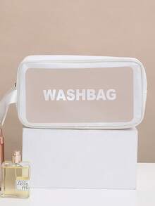 Túi đựng mỹ phẩm chống nước dành cho nữ, túi đựng đồ trang điểm dung tích lớn, túi xách tay du lịch đựng đồ dùng vệ sinh cá nhân. - trắng - Xem 8