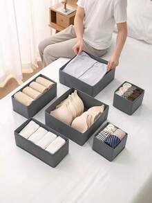6pcs Foldable Fabric Storage Boxes, Suitable For Wardrobe, Vanity, Drawers, Can Be Used As Storage Baskets, Organizers, Dividers For Clothes, Underwear, Bras, Socks, Etc. - Multicolor - View 8