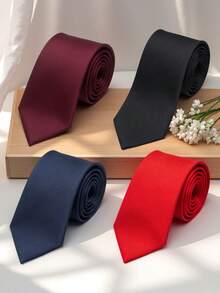 1 Peça Gravata Minimalista de Cor Sólida Versátil para Homens, Traje Formal de Negócios para Festas e Eventos, Acessórios, Festival, Presentes, Presente de Formatura, Acessórios - Multicolorido - Visão 1
