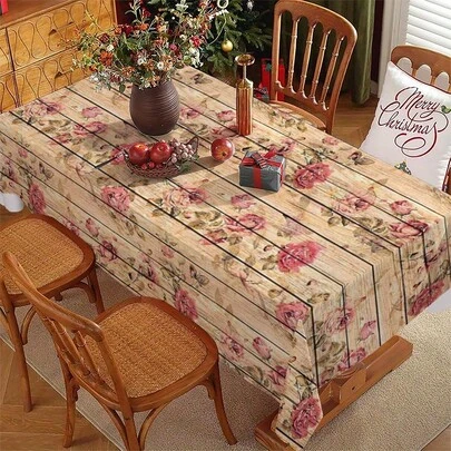 1 chiếc khăn trải bàn in hình hoa hồng vân gỗ cổ điển, vật trang trí lý tưởng cho nhà bếp trong các dịp lễ hội và họp mặt gia đình, phù hợp cho phòng ăn, dã ngoại, tiệc buffet, tiệc tùng, lễ kỷ niệm và đám cưới, một ý tưởng quà tặng tuyệt vời.