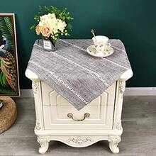NEWISHER Mantel rústico de granja bordado mantel cuadrado pequeño de jacquard con rayas mantel de tela de lino textura lavable funda para mesa auxiliar cocina comedor decoración del hogar Café 61x61 - C y f - Ver 1