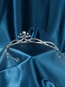 Tocado de corona de plata para mujer, accesorio para el cabello para fiesta de cumpleaños y boda - Plateado - Ver 2
