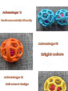 Pelota de juguete para perro con chirrido durable, juguete de masticación y alimentación lenta interactivo para entrenamiento, con opciones de multicolor - Multicolor - Ver 3