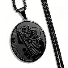 1 chiếc dây chuyền Thánh Christopher, mặt dây chuyền bằng thép không gỉ 304, quà tặng trang sức cho nam và nữ. - vòng cổ - Xem 4