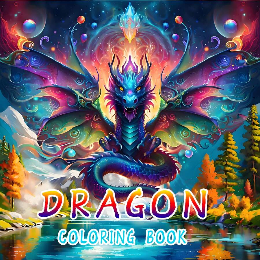 1 Adult Magic Dragon Coloring Book - 20 Pages Upgraded Version, Suitable For Various Holidays, Birthdays, New Year, Etc. - Single Piece - View 1