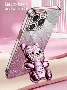 全新电镀防摔手机壳 + 闪光纸板 + 彩色彩绘糖果熊 + 全电镀隐藏式支架 + 完整手机壳套装，兼容 17/6/7/8/X/XS/XR/11/12/13/14/15/16/16e，兼容 Galaxy S22/23/24/25/S24 FE/S25 EDGE、A04/05/06/A07/A14/A15/A16/A17/A24/A25/A34，小米 Note 9/10/11/12/13，小米 9/10/12/13C 14C，兼容 OPPO，兼容 MOTO，兼容 Honor X、HW、RENO，兼容 Realme C53 C55，国际版，不是国内版 - 粉色 - 查看 3