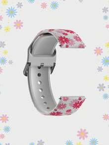 20/22mm Universal Smartwatch Band Compatible With Samsung, Honor - Silicone Strap With Pink Daisy Flower Print, Compatible With Huawei Watch 3/Galaxy Watch, GT2/GT3 - Multicolor - View 3