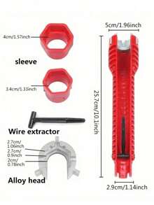 1pc Heavy Duty 5-In-1 Multifunctional Water Tank Wrench - Made Of Durable Plastic Material, All-Purpose Design With 5-Point Socket And 5-Point Socket Head - Multicolor - View 7