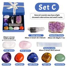 Bộ hộp đá pha lê tự nhiên Chakra - Cụm đá thạch anh tím, tinh thể mã não, hộp quà thạch cao - Đồ trang trí nhà cửa bằng pha lê, quà tặng Giáng sinh, Lễ Tạ ơn - Bộ Chakra Mini - Xem 16