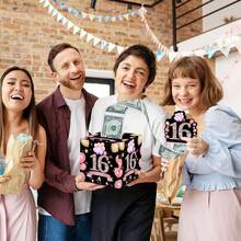 Hộp Quà Tiệc Sinh Nhật 16 Tuổi, Hộp Quà Bất Ngờ Có Thể Kéo Ra Để Tặng Tiền Mặt, Bên Trong Có 50 Túi Trong Suốt - Một Cách Thú Vị Để Tặng Quà Tiền Mặt Trong Ngày Sinh Nhật. - Thứ 16 - Xem 6