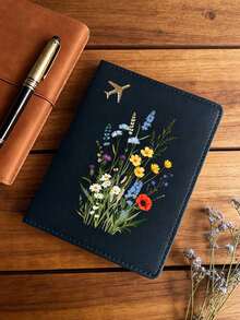 1pc Floral Pattern Passport Holder, Travel Wallet Card Case, Airplane Ticket Holder, Passport Cover, Unisex Minimalist Stylish Foldable Passport Pouch, Travel Essential Accessory, Available In White, Yellow, Blue, Black, Pink, Red - Multicolor - View 17