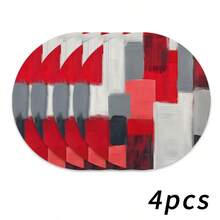 1/2/4/6/8/300pcs Luxury Theme Placemats, Decorated With Elegant Minimalist Bright Red. Machine Washable Polyester Tablemats, Heat-Resistant, Stain-Resistant, Waterproof, Easy To Clean. Suitable For Spring Festival Family Gatherings And Kitchen Decor Holiday Placemats - Multicolor - View 18