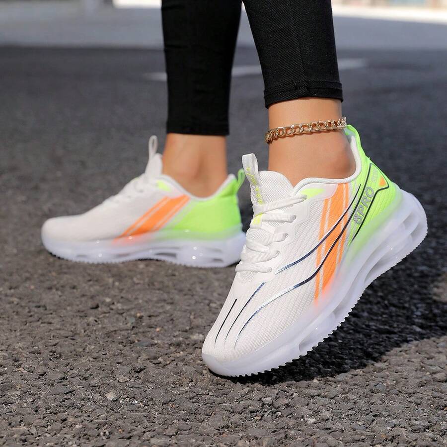 Zapatos deportivos para correr de alta calidad y última para hombres, zapatillas de moda versátiles y casuales, zapatos de baloncesto - Verde fluorescente - Ver 1