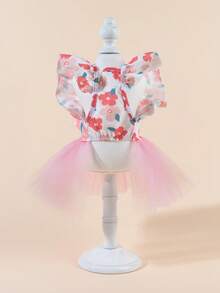 1 Set Plaid Skirt Pet Clothes, Cute Fashion Printed Dress + Bow Tie Pet Costume, Elastic Tulle Princess Pet Dress For Dogs & Cats - Multicolor - View 6