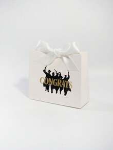 5pcs "CONGRATS GRAD" Graduation Favor Boxes, White Gift Boxes With Gold Foil Lettering & Grad Silhouette Print, Satin Bow Candy Boxes For Graduation Party Supplies - 11.5x4.5x10cm - View 11