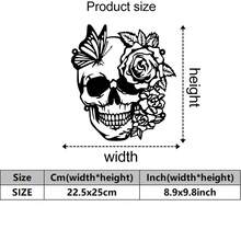 1 món đồ trang trí tường hình đầu lâu và hoa bằng sắt, phong cách Gothic, thích hợp cho phòng khách, phòng ngủ, hành lang, phòng ăn. - màu đen - Xem 10