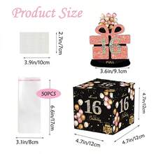 Hộp Tiết Kiệm Ngọt Ngào Sinh Nhật Tuổi 16, Hộp Quà Bất Ngờ có thể Kéo Ra Chứa Tiền Mặt, Bên Trong Có 50 Túi Trong Suốt - Một Cách Thú Vị Để Tặng Quà Tiền Mặt Sinh Nhật. - Thứ 16 - Xem 2