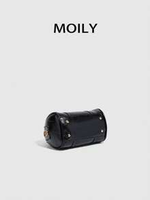 1pc Black Boston Bag, Suitable For Shoulder, Handheld Or Crossbody Carry, Zipper Closure, PU Material, Fashion, Ideal For Daily Commute, Shopping, Travel, Party, Gathering, Cosmetic Storage, Best Gift For Girlfriend And Must-Have Item For Parties - Black - View 5